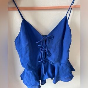 Revolve Superdown royal blue tie front blouse